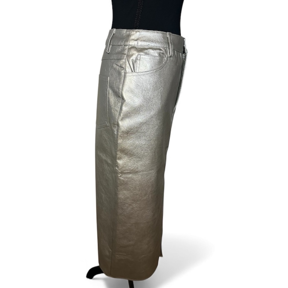 WAYF metallic silver faux leather maxi pencil skirt | size XS| NWT - Picture 3 of 6